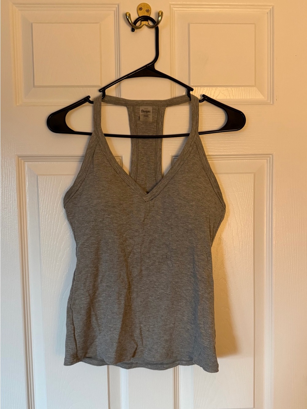 Danskin Gray Ribbed V-Neck Racerback Tank - Picture 2 of 4
